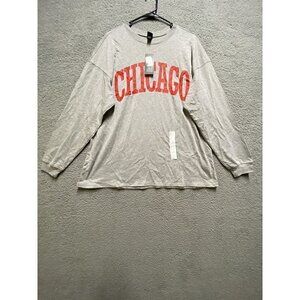 Wild Fable UNISEX Long Sleeve CHICAGO Gray Graphic T-Shirt M New